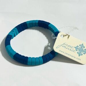 Jane Marie Navy & Teal Rounded Rectangle Stretch Bracelet OSFM New